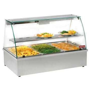 Warmhoudvitrine | Bain Marie | Panoramisch | 3x GN 1/1 |, Verzenden