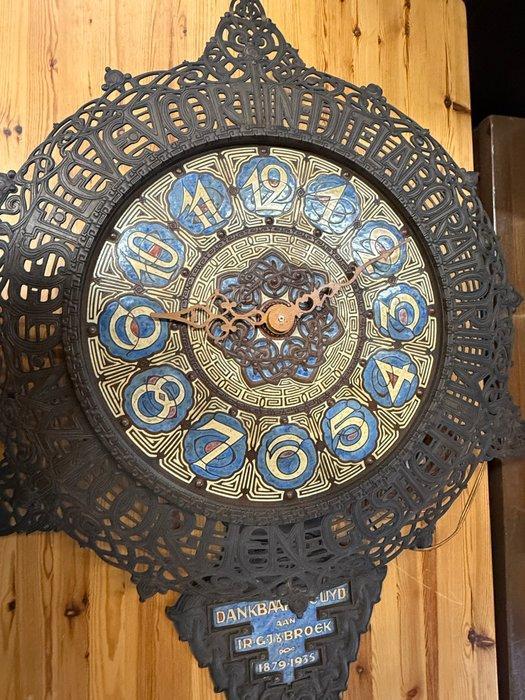 Amsterdamse School klok - Art Deco Emaille, Hout, Koper -, Antiek en Kunst, Kunst | Designobjecten