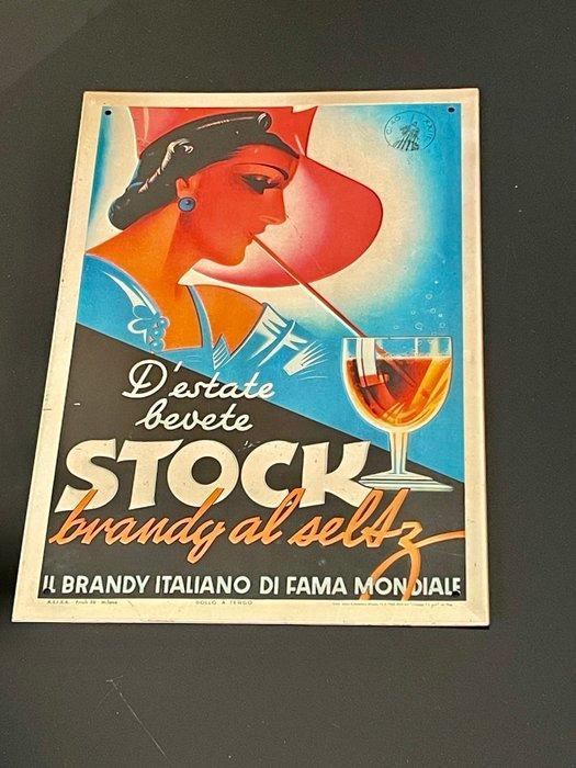 Brandy Stock Original - Targa Insegna originele reclamebord,, Antiek en Kunst, Antiek | Wandborden en Tegels