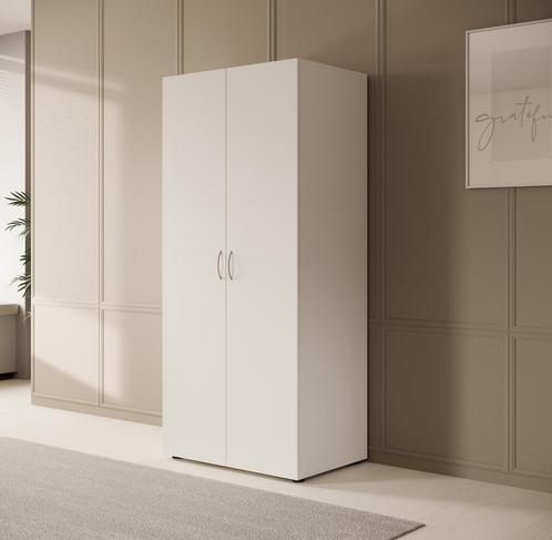 Kledingkast 80cm wit | 2 Scharnierdeuren - Garderobekast, Huis en Inrichting, Kasten | Overige, Nieuw, Verzenden