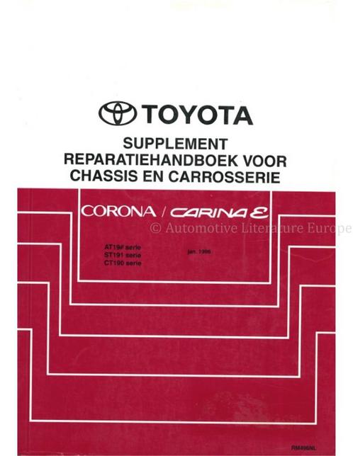 1996 TOYOTA CORONA | CARINA E (SUPPLEMENT) CHASSIS EN, Autos : Divers, Modes d'emploi & Notices d'utilisation