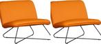 Set van 2 Oranje leren industriële stoels zonder armleuning, Ophalen of Verzenden