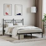 vidaXL Bedframe met hoofdbord metaal zwart 140x200 cm, Huis en Inrichting, Slaapkamer | Bedden, Verzenden, Nieuw