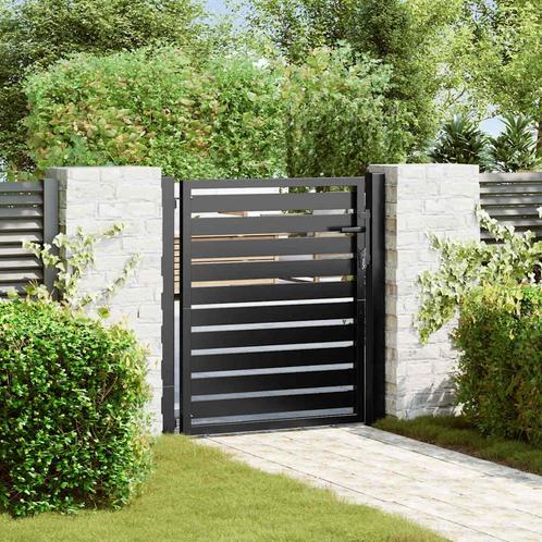 vidaXL Tuinhek afsluitbaar 100x100 cm aluminium zwart, Tuin en Terras, Tuinpoorten, Nieuw, Verzenden
