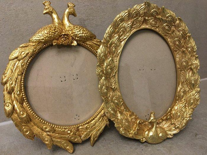 Lijst (2) - Glas, Hars - LUXE PAUWEN LIJSTEN, Antiek en Kunst, Kunst | Designobjecten