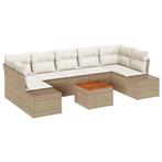 vidaXL Tuinbank Set met opslag 8 pcs Beige en Crème poly, Jardin & Terrasse, Ensembles de jardin, Verzenden