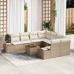 vidaXL Tuinbank Set met kussen 9 pcs Beige Poly rattan, Tuin en Terras, Verzenden, Nieuw