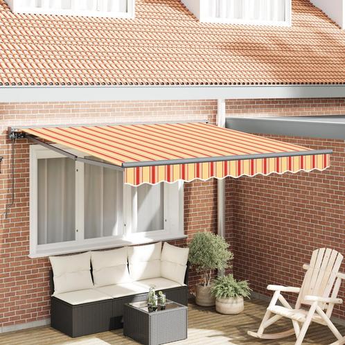 vidaXL Handmatige Uittrekbare Markies - Geel en Oranje, 300, Tuin en Terras, Zonneschermen, Nieuw, Verzenden