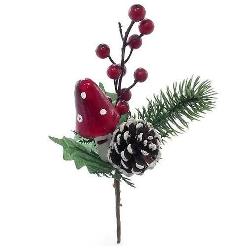 Kerstbijstekerleuke paddenstoel dennenappel besjes /doos60, Huis en Inrichting, Woonaccessoires | Kunstplanten en Kunstbloemen