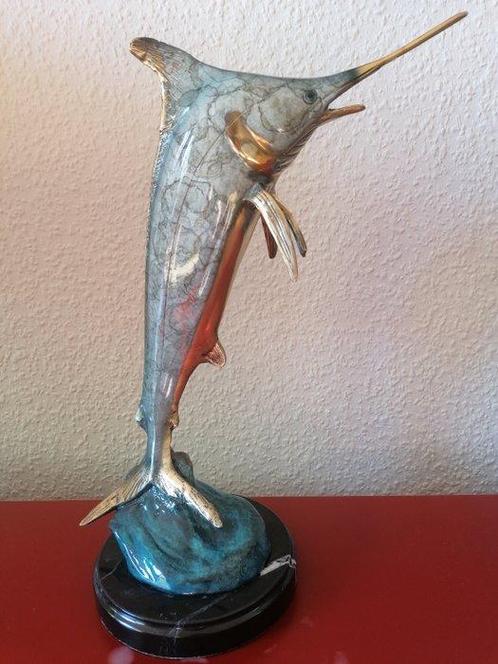 Sculpture, Marlin jumping out of the sea - 40 cm - Bronze, Antiquités & Art, Curiosités & Brocante