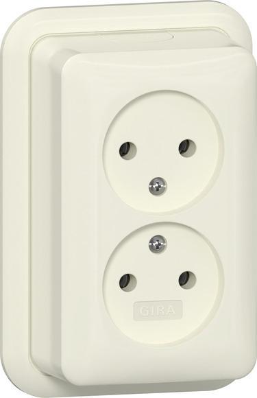 Gira Dubbele Stopcontact 16A 250V Opbouw Wit - 479110, Doe-het-zelf en Bouw, Elektriciteit en Kabels, Verzenden