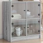 vidaXL Bijzetkast met glazen deuren 68x37x75,5 cm grijs, Huis en Inrichting, Kasten | Dressoirs, Verzenden, Nieuw