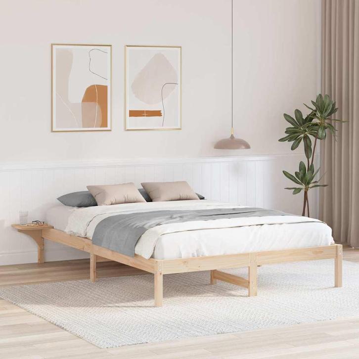 vidaXL Bedframe met nachttafels Bruin 140 x 200 cm Bruin, Huis en Inrichting, Slaapkamer | Bedden, Nieuw, Verzenden