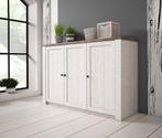 Dressoir Parello 4 - Wit - Eiken - 130 cm, Maison & Meubles, Armoires | Dressoirs, Verzenden