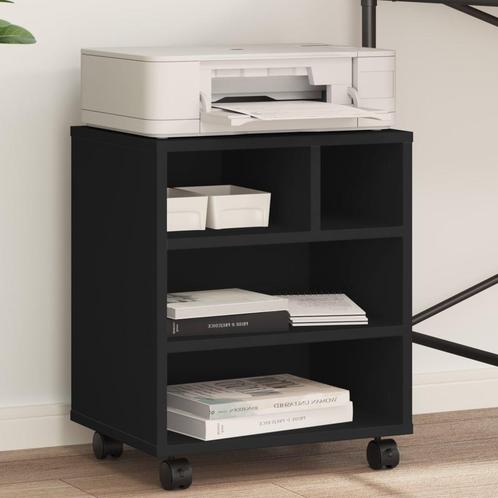vidaXL Printerkastje met wielen 41x32x48 cm zwart, Computers en Software, Printers, Nieuw, Verzenden