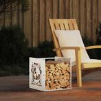vidaXL Brandhoutrek 40x40x40 cm koudgewalst staal wit, Tuin en Terras, Verzenden
