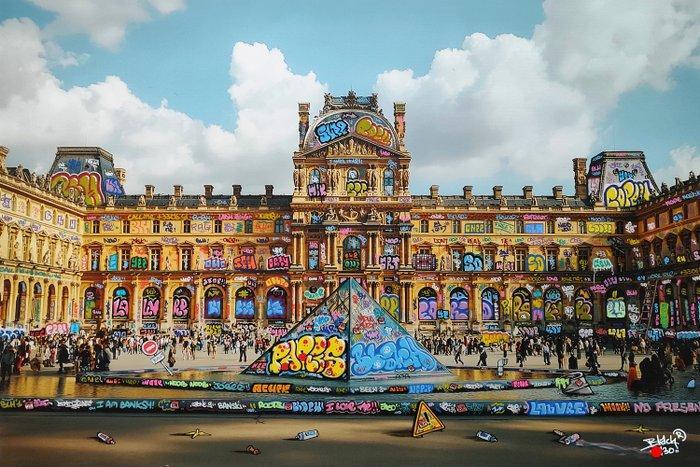 Maxime Blachere - Cambriolage et coloriage au Louvre, Antiquités & Art, Art | Peinture | Moderne