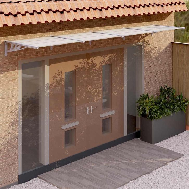 vidaXL Deurluifel 396x90 cm polycarbonaat grijs en, Jardin & Terrasse, Protection solaire, Envoi