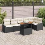 vidaXL Tuinbank Set met opslag 7 pcs Zwart Poly rattan, Tuin en Terras, Verzenden, Nieuw