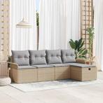 vidaXL Tuinbank Set met kussen met opslag 5 pcs Beige Poly, Verzenden, Nieuw