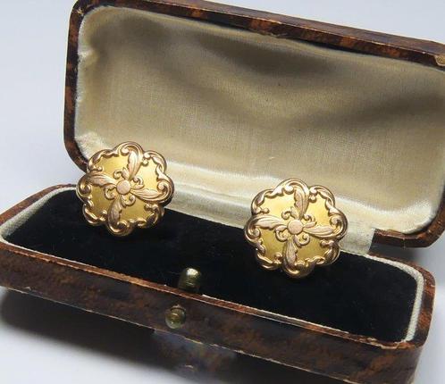 Sans Prix de Réserve - Boutons de manchette Or jaune rempli, Handtassen en Accessoires, Antieke sieraden