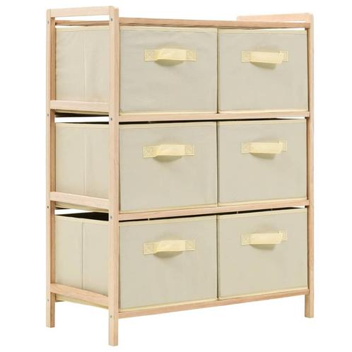 vidaXL Opbergmeubel met 6 stoffen manden cederhout beige, Huis en Inrichting, Kasten | Overige, Nieuw, Verzenden