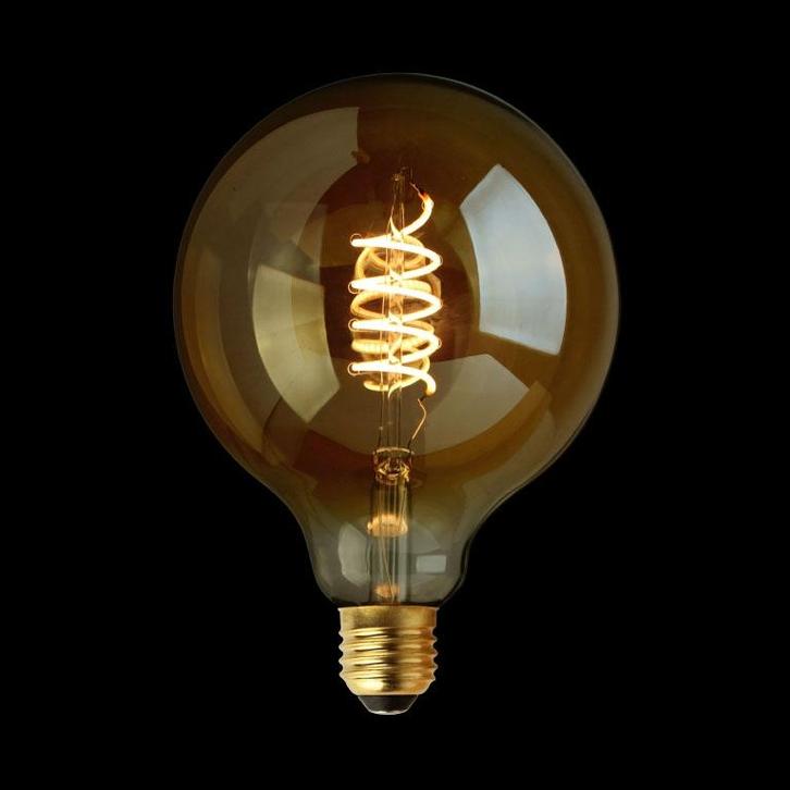 Filament LED Lamp Globe Curl Gold Ø95 mm E27 3.8W, Huis en Inrichting, Lampen | Losse lampen, Verzenden