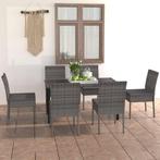 vidaXL 7-delige Tuinset poly rattan grijs, Verzenden, Nieuw, Tuinset