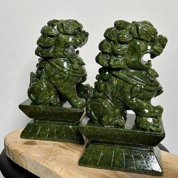 Néphrite Set de gardien Nefriet Jade Fu Dog (Chien Foo) -