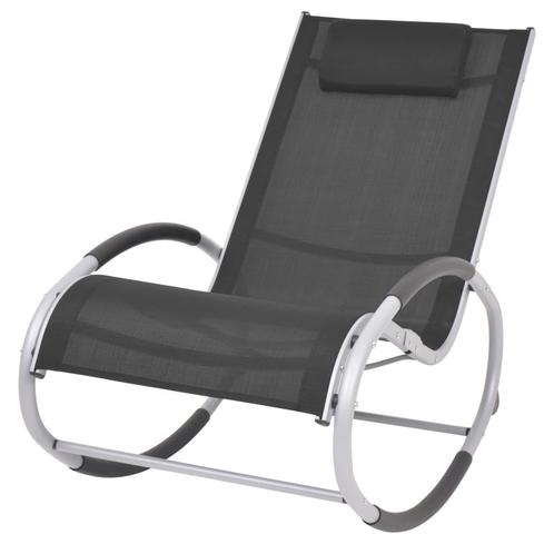 vidaXL Chaise à bascule dextérieur Noir Textilène, Tuin en Terras, Tuinsets en Loungesets, Verzenden