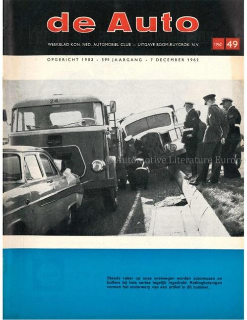 1962 DE AUTO MAGAZINE 49 NEDERLANDS, Boeken, Auto's | Folders en Tijdschriften