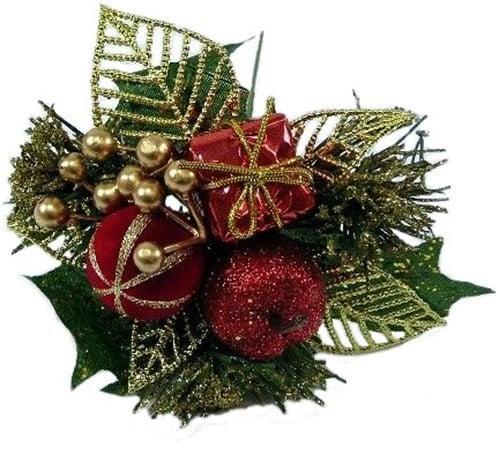 Kerstbijsteker Rood Goud Appel Cadeautje en Besjes doos, Huis en Inrichting, Woonaccessoires | Kunstplanten en Kunstbloemen, Nieuw