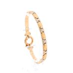 Bicolor gouden fantasie schakel armband | 19 cm (witgoud), Ophalen of Verzenden, Gebruikt, Overige kleuren, Goud