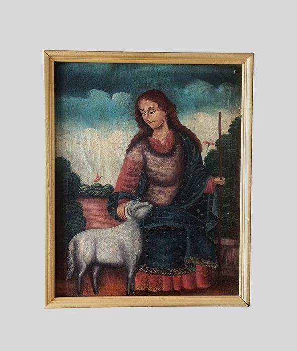 Scuola di cuzco (XIX) - SantAgnese, Antiek en Kunst, Kunst | Schilderijen | Klassiek