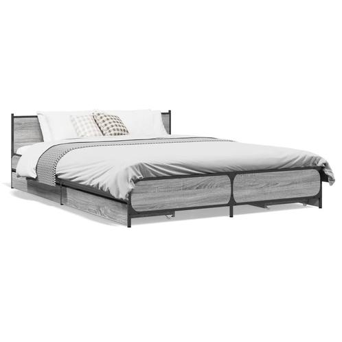 vidaXL Cadre de lit et tiroirs sonoma gris 140x190 cm, Maison & Meubles, Chambre à coucher | Lits, Neuf, Envoi