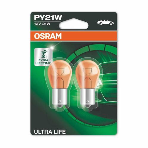 Osram Gloeilamp PY21W 12V Oranje Ultra Life BAU15s 2 Stuks, Autos : Pièces & Accessoires, Éclairage, Enlèvement ou Envoi