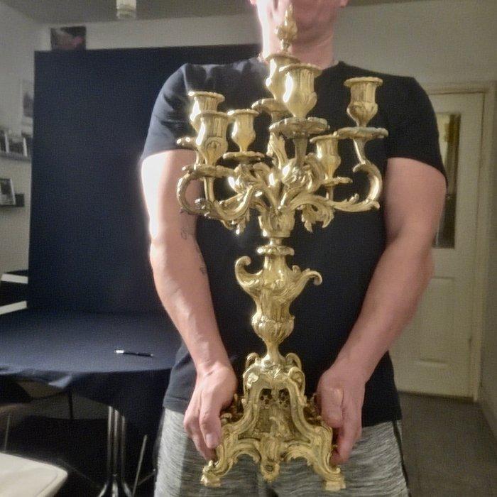 Kaarsenhouder (2) - Verguld brons - Bronzen kandelaars, Antiek en Kunst, Antiek | Klokken