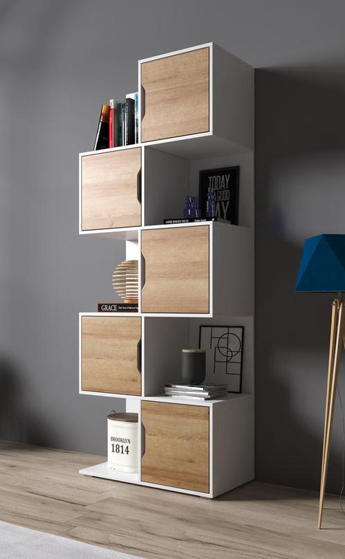 Boekenkast Ivano - Wit - Eiken - 78,5 cm, Huis en Inrichting, Kasten | Boekenkasten, 25 tot 50 cm, Nieuw, 50 tot 100 cm, 200 cm of meer