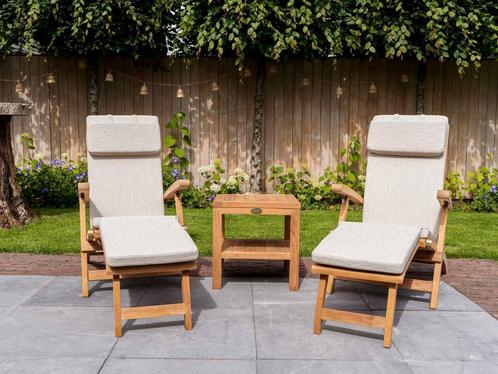 Duurzame teak ligzetels | Speciale actie | Gratis bezorgd!, Tuin en Terras, Ligbedden, Inklapbaar, Verstelbaar, Nieuw, Teakhout