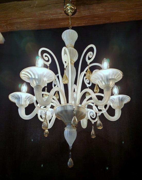 Attribuito alla Fornace Seguso - Kroonluchter - Opalijn glas, Antiek en Kunst, Antiek | Meubels | Stoelen en Sofa's