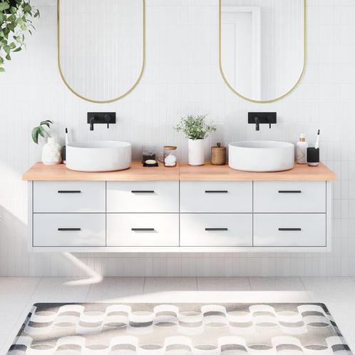 vidaXL Wastafelblad 200x60x(2-4) cm behandeld massief hout, Huis en Inrichting, Keuken | Keukenelementen, Nieuw, Verzenden
