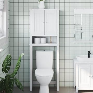 vidaXL Toiletmeubel BERG 60x27x164,5 cm massief hout wit, Huis en Inrichting, Badkamer | Badkamermeubels, Verzenden, Nieuw
