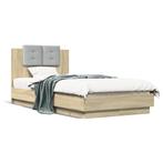vidaXL Cadre de lit avec tête de lit chêne sonoma 75x190, Maison & Meubles, Chambre à coucher | Lits, Neuf, Verzenden