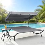 vidaXL Loungebed met luifel grijs, Tuin en Terras, Verzenden, Nieuw