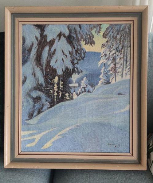 Scandinavian school XXe - Vinter dream landscape, Antiek en Kunst, Kunst | Schilderijen | Klassiek