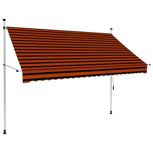 vidaXL Luifel handmatig uittrekbaar 250 cm oranje en bruin, Tuin en Terras, Zonneschermen, Nieuw, Verzenden