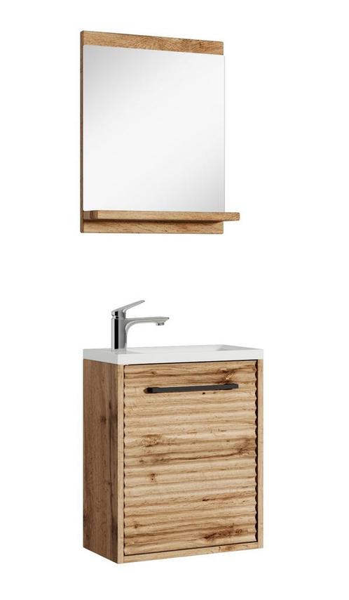 Toiletmeubel Etna 40 x 22 cm eiken fonteinmeubel met spiegel, Huis en Inrichting, Badkamer | Badkamermeubels, Nieuw, Verzenden