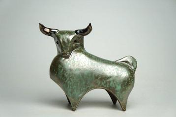 Urszula Despet - sculptuur, Modern Bull - 14 cm - Keramiek -