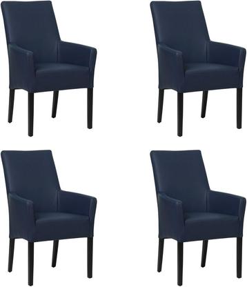 Set van 4 Blauwe leren landelijke eetkamerstoelen - Toledo, Ophalen of Verzenden