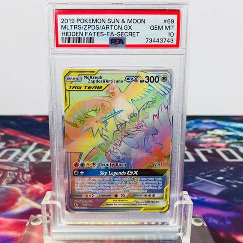 Pokémon Graded card - Moltres Zapdos Articuno GX #69 Hidden, Hobby en Vrije tijd, Verzamelkaartspellen | Pokémon